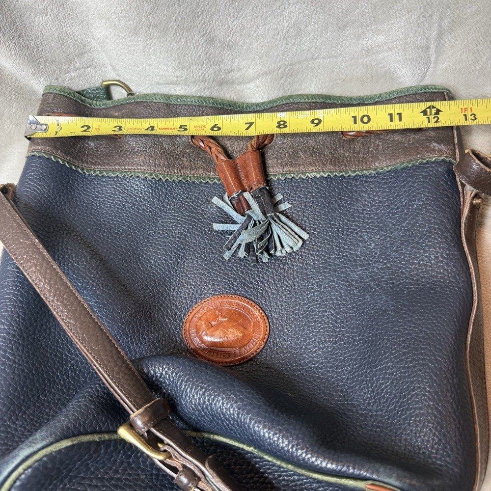 Dooney & Bourke Vintage Navy Pebbled Leather Teton Bucket Drawstring Bag - Picture 13 of 16